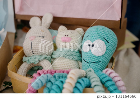 collection of crochet plush toys. handmade soft toys 131164660