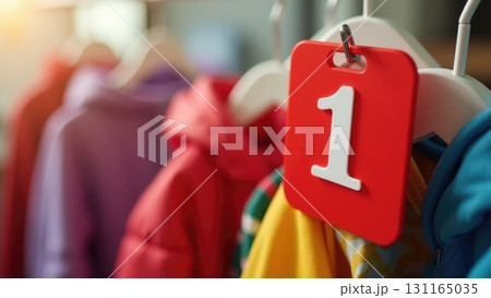 Colorful Plastic Coat Tag on Hanger, Fun Back-to-School Theme 131165035