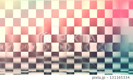 The image shows a checkered-patterned background in soft pastel hues, with a distressed texture and a vintage, geometric aesthetic. 131165334