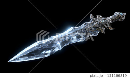 幻想的に輝くクリスタルの剣 2（黒背景） 131166819