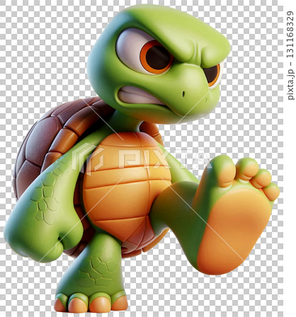 A cartoon turtle stomping its foot in frustration 131168329
