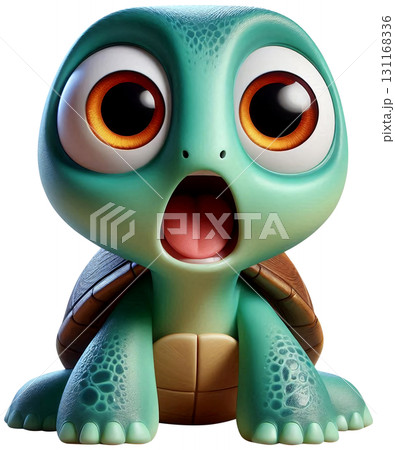 A surprised turtle with wide eyes and open mouth 131168336