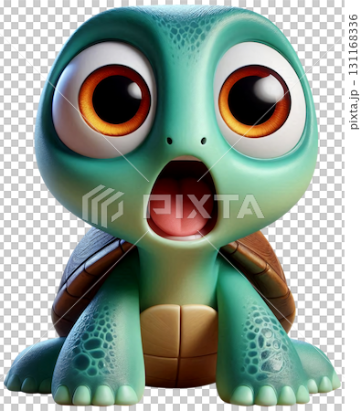 A surprised turtle with wide eyes and open mouth 131168336