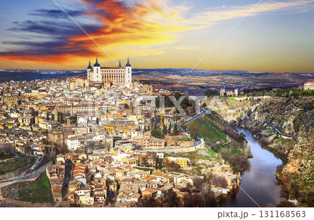 beautiful sunset over old Toledo, Spain beautiful sunset over old Toledo, Spain 131168563
