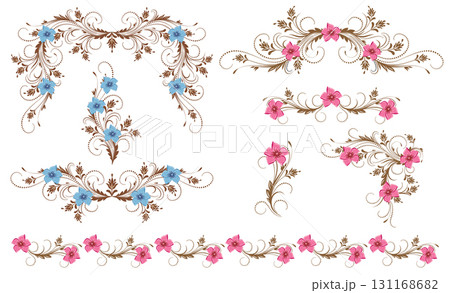 Set decorative flowers ornament Set decorative flowers ornament 131168682