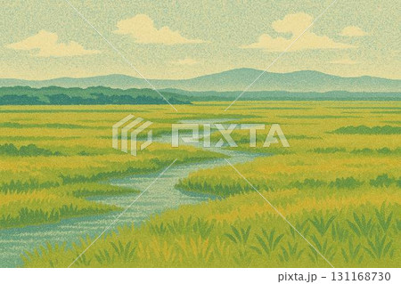 湿原　自然風景　釧路湿原イメージ　砂絵風 131168730
