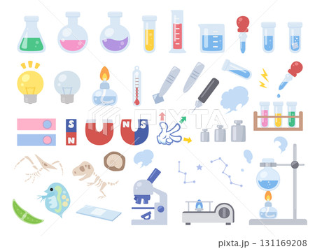 理科で使う道具のかわいいイラスト素材セット 理科で使う道具のかわいいイラスト素材セット 131169208