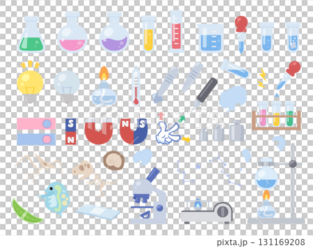理科で使う道具のかわいいイラスト素材セット 理科で使う道具のかわいいイラスト素材セット 131169208