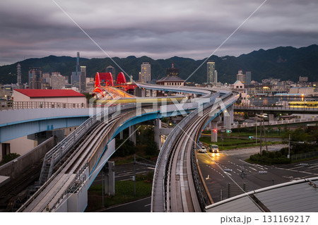 Kobe Bridge at Dusk in Hyogo, Japan 131169217