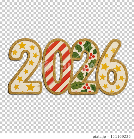 New year 2026 design with festive patterns on isolated transparent background 131169226