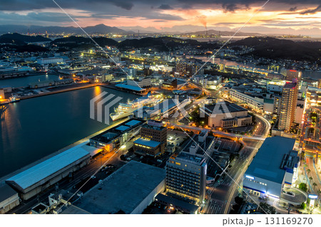 Sunset View Above Shimonoseki in Yamaguchi, Japan Sunset View Above Shimonoseki in Yamaguchi, Japan 131169270