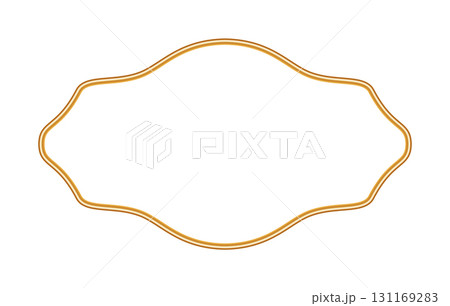Golden luxury 3d frame in oriental style. Indian decorative element, morocco shape. Luxury shining Arabic window. Vintage realistic ornamental border. Vector illustration for certificate, label, stamp 131169283