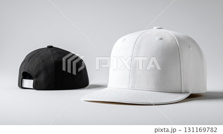 Baseball cap white and black templates, front views isolated on white background. Mock up for print or note Baseball cap white and black templates, front views isolated on white background. Mock up for print or note 131169782