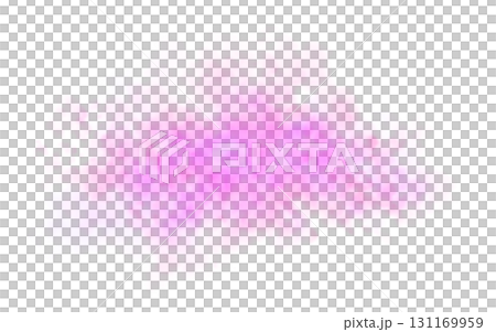 Violet or purple smoke cloud on transparent background mockup template for visual overlays, effects or atmospheric scenes 131169959