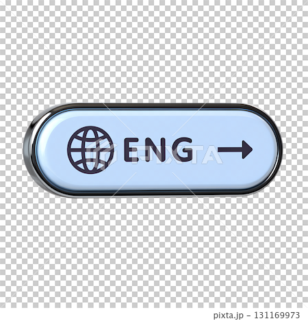 Language selection button with globe icon and eng text, english option for website or app ui, isolated on transparent background 131169973