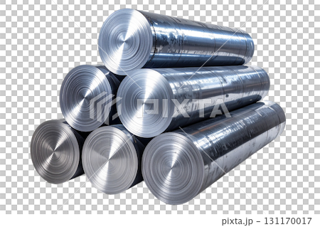 some large round steel bars stacked and isolated some large round steel bars stacked and isolated 131170017