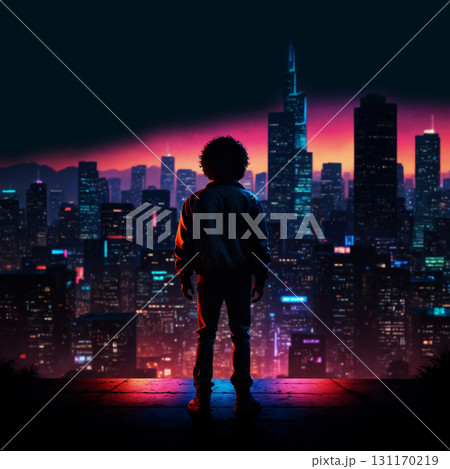 大都会に挑戦する人　AI生成素材 131170219