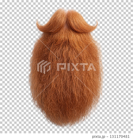 Curly orange beard with unique styling viewed from the back on a neutral background Curly orange beard with unique styling viewed from the back on a neutral background 131170481