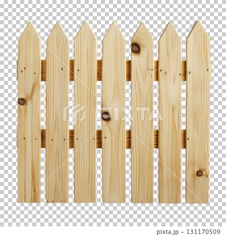 Wooden picket fence panel isolated on white background suitable for various outdoor settings Wooden picket fence panel isolated on white background suitable for various outdoor settings 131170509