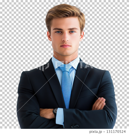 Professional young man in a suit with serious expression isolated on plain background 131170524