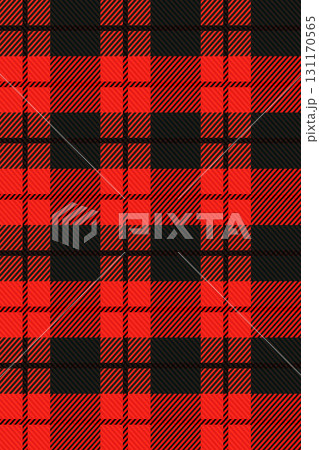 Red Scotland textile seamless pattern. Fabric texture check tartan plaid. Abstract geometric background for cloth, fabric. Monochrome graphic repeating design. Modern squared ornament 131170565
