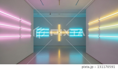 蛍光灯が彩るミニマルな現代アート空間 蛍光灯が彩るミニマルな現代アート空間 131170591