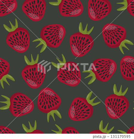 Seamless pattern with strawberry on color background. Natural delicious fresh ripe tasty fruit. Vector illustration for print, fabric, textile, banner, other design. Food concept. Seamless pattern with strawberry on color background. Natural delicious fresh ripe tasty fruit. Vector illustration for print, fabric, textile, banner, other design. Food concept. 131170595