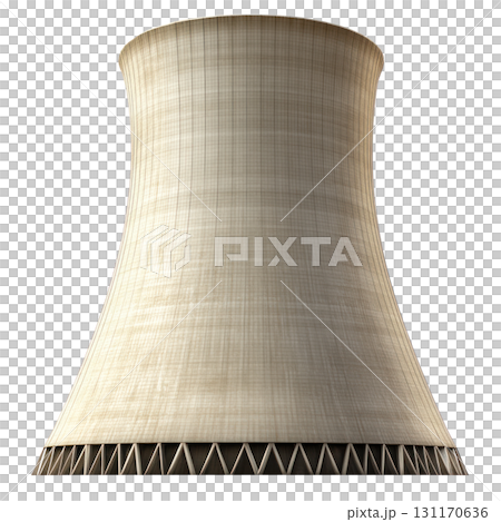 Cooling tower structure in an industrial area during daylight hours with clear blue skies Cooling tower structure in an industrial area during daylight hours with clear blue skies 131170636