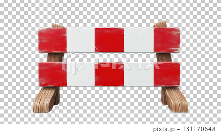 Traffic barrier used for road construction work during midday with clear sky backdrop 131170648