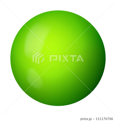 Glass green ball or precious pearl. Glossy realistic ball, 3D abstract vector illustration highlighted on a white background. Big metal bubble with shadow 131170786