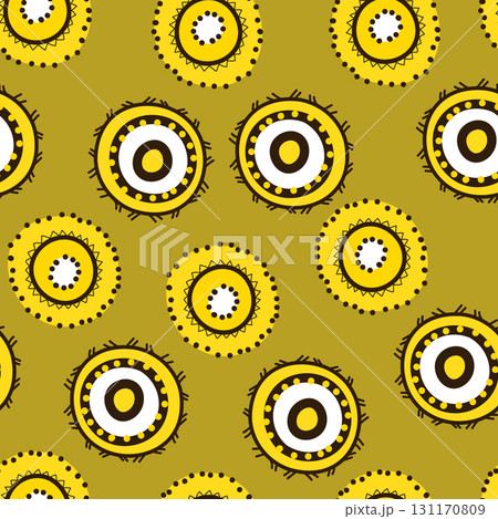 Seamless pattern with geometric aboriginal ornament. Ethnic tribal rounded color background. Afican, australian motiph. Dots painting. Vector illustration, template design for cloth, card, fabric Seamless pattern with geometric aboriginal ornament. Ethnic tribal rounded color background. Afican, australian motiph. Dots painting. Vector illustration, template design for cloth, card, fabric 131170809