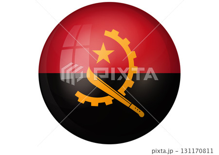 Flag of Angola. Angolan national symbol in official colors. Template icon. Abstract vector background. Round glass light ball, 3D big bubble, sphere 131170811