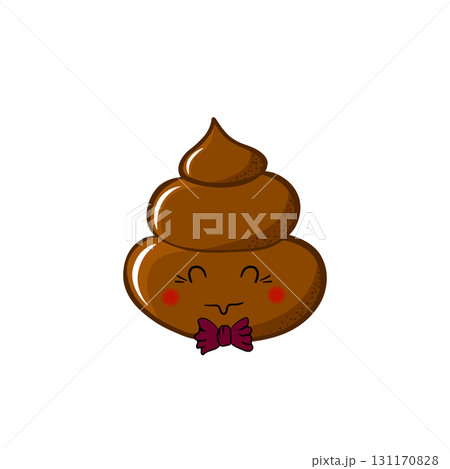 Cartoon poo, template icon. Kawaii poop isolated on white background. Shit pattern, evil turd. Vector illustration for invitation, poster, card, fabric, textile. Doodle style Cartoon poo, template icon. Kawaii poop isolated on white background. Shit pattern, evil turd. Vector illustration for invitation, poster, card, fabric, textile. Doodle style 131170828