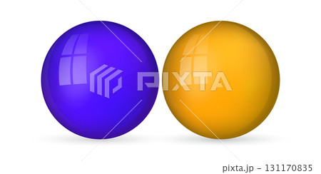 Set with glass colorful balls. Glossy realistic ball, 3D abstract vector illustration highlighted on a white background. Big metal bubble with shadow Set with glass colorful balls. Glossy realistic ball, 3D abstract vector illustration highlighted on a white background. Big metal bubble with shadow 131170835