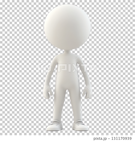 Empty character figure standing upright with no facial features and simple design 131170939