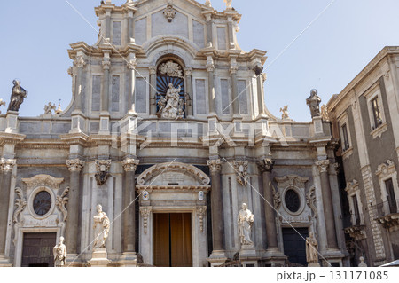 Historic Saint Agatha church front in Catania, Italy 131171085