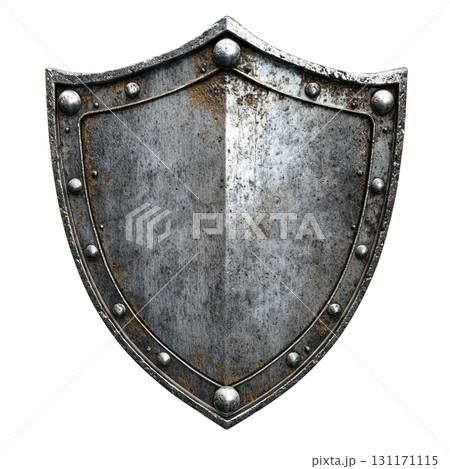 Vintage metal shield design with a weathered surface and rounded edges perfect for historical or fantasy themes Vintage metal shield design with a weathered surface and rounded edges perfect for historical or fantasy themes 131171115