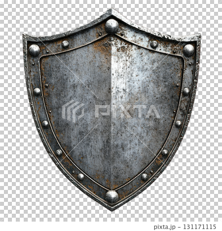 Vintage metal shield design with a weathered surface and rounded edges perfect for historical or fantasy themes Vintage metal shield design with a weathered surface and rounded edges perfect for historical or fantasy themes 131171115