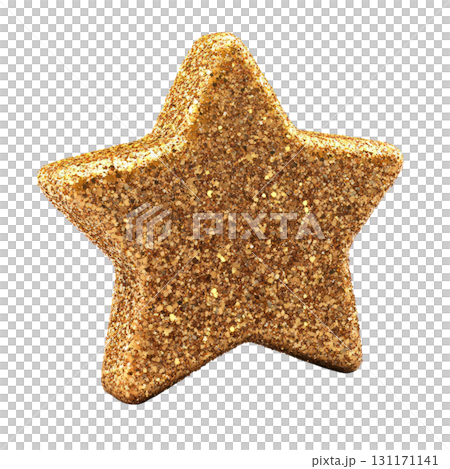 Shining gold star decoration sparkles brightly against a white background 131171141