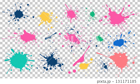 Colorful paint splatters isolated on white background for creative design projects or artistic expressions 131171185