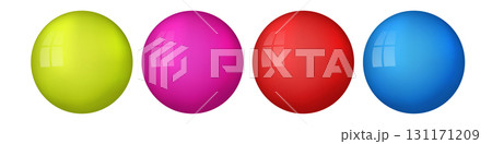 Set with glass colorful balls. Glossy realistic ball, 3D abstract vector illustration highlighted on a white background. Big metal bubble with shadow 131171209