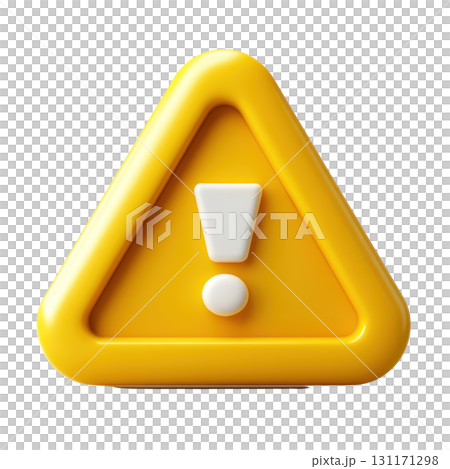 Yellow triangular warning sign with exclamation mark isolated on white background 131171298