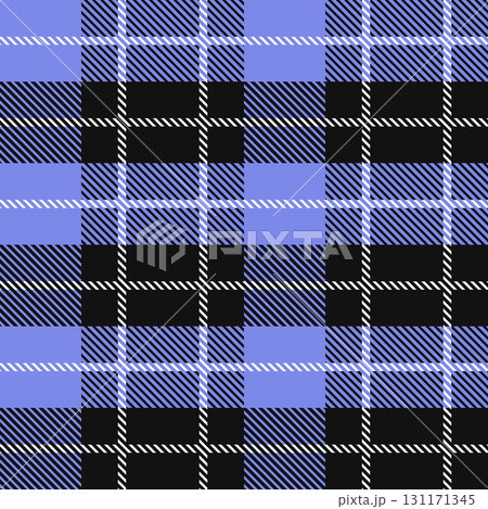 Blue and orange Scotland textile seamless pattern. Fabric texture check tartan plaid. Abstract geometric background for cloth, fabric. Monochrome graphic repeating design. Modern squared ornament. 131171345