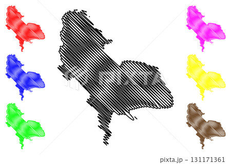 Una-Sana Canton (BiH, Federation of Bosnia and Herzegovina, FBiH) map vector illustration, scribble sketch Una Sana map 131171361