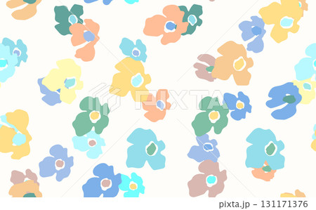 Seamless floral pattern based on traditional folk art ornaments. Colorful flowers on color background. Scandinavian style. Sweden nordic style. Vector illustration. Simple minimalistic pattern. Seamless floral pattern based on traditional folk art ornaments. Colorful flowers on color background. Scandinavian style. Sweden nordic style. Vector illustration. Simple minimalistic pattern. 131171376