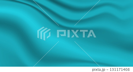 Silk blue background. Abstract vector pattern with copy space. Liquid wave texture, smooth drapery wallpaper. Wedding fabric, satin. Wavy design for banner, card, postcard, backdrop 131171408