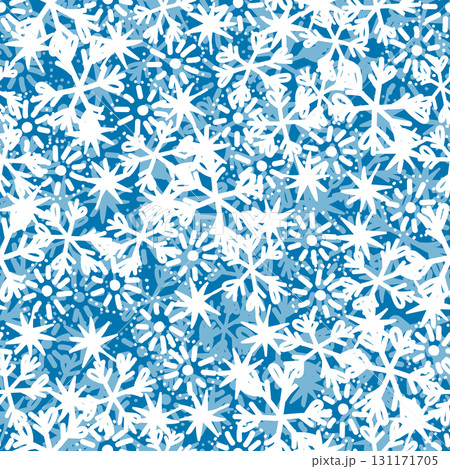Winter seamless pattern with white snowflakes on color background. Vector illustration for fabric, textile wallpaper, posters, gift wrapping paper. Christmas vector illustration. Falling snow 131171705