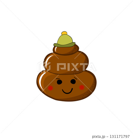 Cartoon poo, template icon. Kawaii poop isolated on white background. Shit pattern, evil turd. Vector illustration for invitation, poster, card, fabric, textile. Doodle style Cartoon poo, template icon. Kawaii poop isolated on white background. Shit pattern, evil turd. Vector illustration for invitation, poster, card, fabric, textile. Doodle style 131171797
