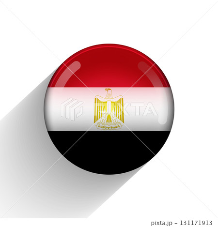 Glass light ball with flag of Egypt. Round sphere, template icon. National symbol. Glossy realistic ball, 3D abstract vector illustration highlighted on a white background. Big bubble Glass light ball with flag of Egypt. Round sphere, template icon. National symbol. Glossy realistic ball, 3D abstract vector illustration highlighted on a white background. Big bubble 131171913