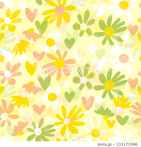 Seamless floral pattern based on traditional folk art ornaments. Colorful flowers on color background. Scandinavian style. Sweden nordic style. Vector illustration. Simple minimalistic pattern 131171996